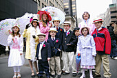 Easter Parade. Easter Sunday (April). New York City. Manhattan. 5th Ave. Every year on Easter Sunday people of all ages wear artistic costumes and/or hats symbolic of Easter or clothing that is simply colorful and humorous.