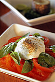 Mozzarella, tomato, basil salad tapas