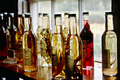 Bottles of flavored vinegar at Russell Orchards in Ipswich, Massachusetts. USA