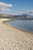 Campello beach, Puig Campana peak in background. Alicante province, Spain