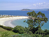 Mogor beach and San Martiño Island (Coelleira island). Marín. Pontevedra province. Galicia. Spain.