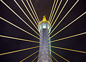 laser lights on the new Bangkok bridge looking like a sci-fi scene, Thailand