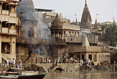 Manikarnika Ghat, the most important burning place in Varanasi. Uttar Pradesh, India (October, 2005)