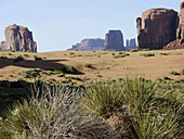 Rock Formations Sand Red Dunes Shrub Desert Southwestern Monument Valley Navajo Nation Arizona United States