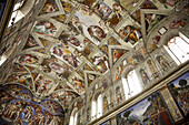 Michelangelos frescoes on the ceiling and walls of the Sistine Chapel.  2006. Vatican. Rome. Lazio. Italy.