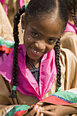 Girl dressed for the children parade of the Santiago carnival. Santiago de Cuba. Cuba.