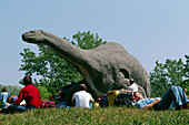 Italy, Lombardy, Rivolta dadda. Park of the Prehistory, Brontosaurus.