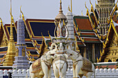 Wat Phra Keo, Temple of the Emerald Buddha and Elephants monument, Bangkok, Thailand