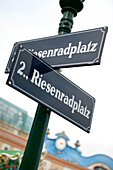 Strassenschild für das Riesenrad, Wiener Prater, Wien, Österreich