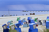 Beach chairs at beach, Ahlbeck, Usedom island, Mecklenburg-Western Pomerania, Germany