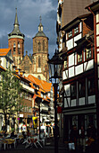 Europe, Germany, Lower Saxony, Göttingen, view of Johannisstrasse and St. Johannis Church