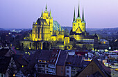 Erfurter Dom und Severikirche bei Nacht, Erfurt, Thüringen, Deutschland