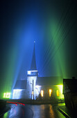 Light installation, Feininger-church Gelmeroda, Weimar, Thuringia, Germany