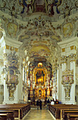Blick in den Altar, Wieskirche, Wies, Steingaden, Bayern, Deutschland