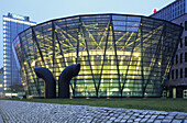 Building of the municipal and state library in the evening, Dortmund, North Rhine-Westphalia, Germany