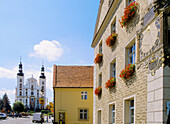 Main Market Square in picturesque Otmuchow of Poland