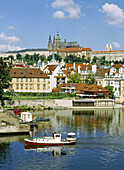 Prague Castle and Vltava River in Prague, Czech Republic