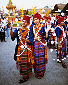 People in tradicional costumes during festival. Bangkok. Thailand