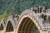 Five arched woden Kintai-Kyo (Brocade sash) Bridge (17th Century), Iwakuni, West Honshu, Japan