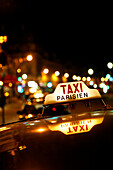Taxi rank by night, Place St Michel, Paris, France