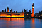 Big Ben und Houses of Parliament, Fluss Themse, London, England, Großbritannien