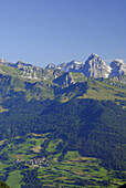 Blick über Ratschingser Tal, Zinseler, Alta Badia, Südtirol, Italien