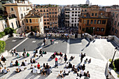 Visitors sitting on Spanish Steps, Rome, Italy