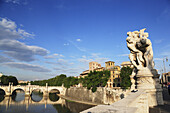 View over river Tiber to Ponte Sant'Angelo, Rome, Italy