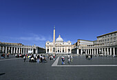 View from Saint Peter's Square to St. Peter's Basilica, Vatican City, Rome, Italy