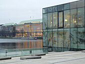 Lake Alster with Hapag Lloyd Building, Hamburg, Germany