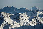 Majestätisches Gebirge mit Blick auf die Dolomiten in Obergurgel, Ötztal, Tirol, Österreich