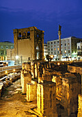 Roman amphitheatre and Palazzo del Seggio or 'Sedile '. Lecce. Puglia, Italy.
