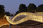 Simone de Beauvoir footbridge (passerelle) crosses Seine River between 12th arrondissment and 13th arrondissment _ Paris _ France