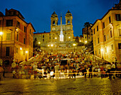 Spanish steps and Trinita dei Monti church in Piazza di Spagna, Rome. Italy