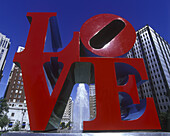 Love sign in Kennedy Plaza, downtown Philadelphia, Pennsylvania, USA