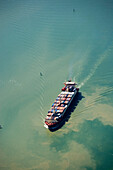 AERIAL CONTAINER SHIP RIO CHANGRES SECTION PANAMA CANAL REPUBLIC OF PANAMA