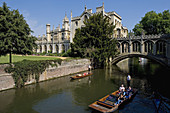 Cambridge, St John's College, Cam or Granta river, Cambridgeshire, England.