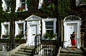 Entrances of residential houses at St. Stephen's Green East, Dublin, Ireland, Europe