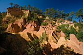 Ochre quarry in the sunlight, Roussillon, Vaucluse, Provence, France