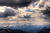 Blick vom Seekarkreuz auf Karwendel-Gebirge, Deutschland, Mangfallgebirge, Bayern