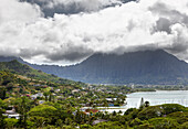 View of Kaneohe, Oahu, Pacific Ocean, Hawaii, USA