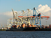Container Ship at harbour, Hanseatic City of Hamburg, Germany
