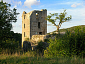 Neideck Castle Ruins in the sunlight, Wiesent Valley, Franconia, Bavaria, Germany