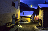 Street in the old town of Scuol, Lower Engadine, Engadine, Switzerland