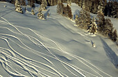 Das Skigebiet von Motta Naluns oberhalb von Schuls, Unterengadin, Engadin, Schweiz