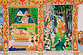 Interior view of the Vat That Luang Tai, Buddhistic wall painting, Vientiane, Province Vientiane, Laos
