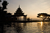 Sunset near Nga Phe Chaung Kyaung monastary at Inle Lake, Shan State, Burma, Myanmar