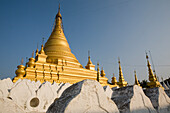 Golden stupa of a pagoda in Mandalay, Myanmar, Burma