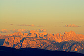 view to Dolomites with Schlern and Rosengarten, Oberkaser, Texelgruppe range, Ötztal range, South Tyrol, Italy
