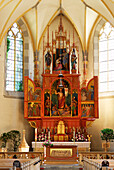 neo-Gothic high altar in church of Oberstdorf, Allgaeu range, Allgaeu, Swabia, Bavaria, Germany